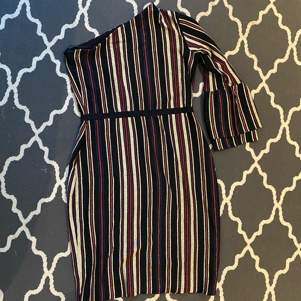 Rachel Roy asymmetric one shoulder knit dress 1x